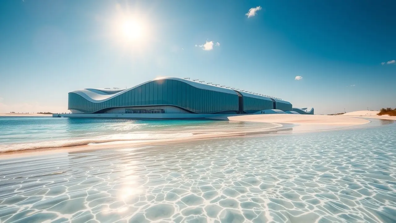 Sonhar com Dessalinização: Desvendando os Significados Ocultos Estação de dessalinização moderna em praia paradisíaca