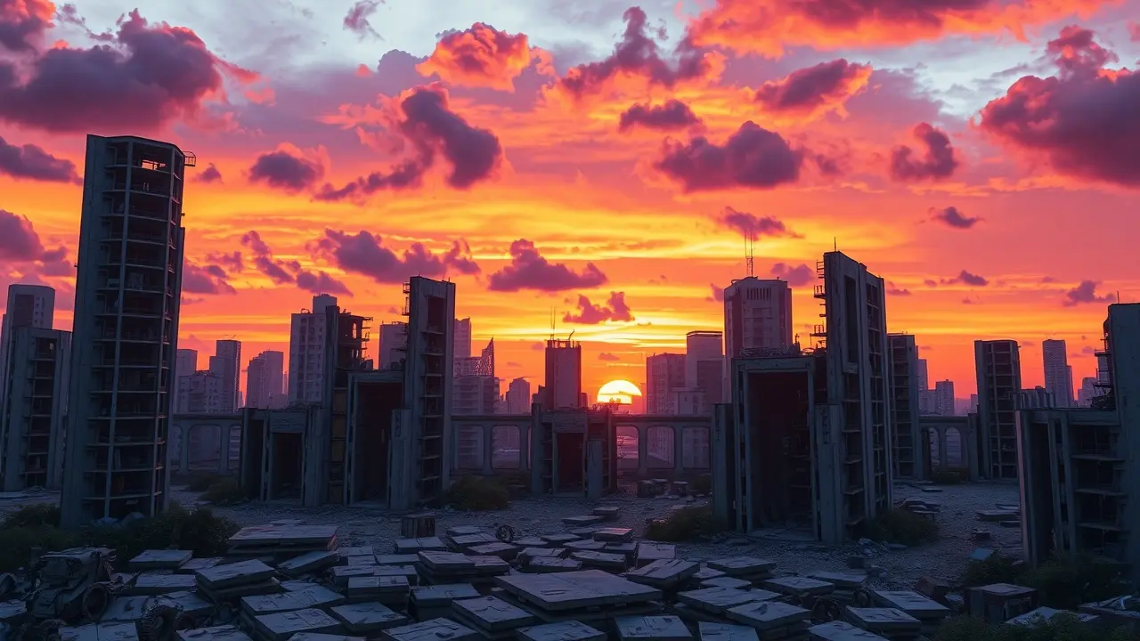 Sonho com destruição: cidade em ruínas.