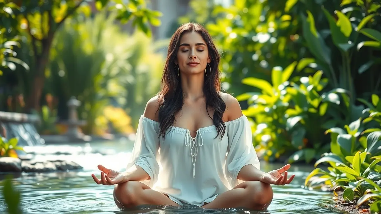 Sonhar com Detoxificação: Descubra os Significados Ocultos Mulher meditando em um jardim, simbolizando detoxificação.