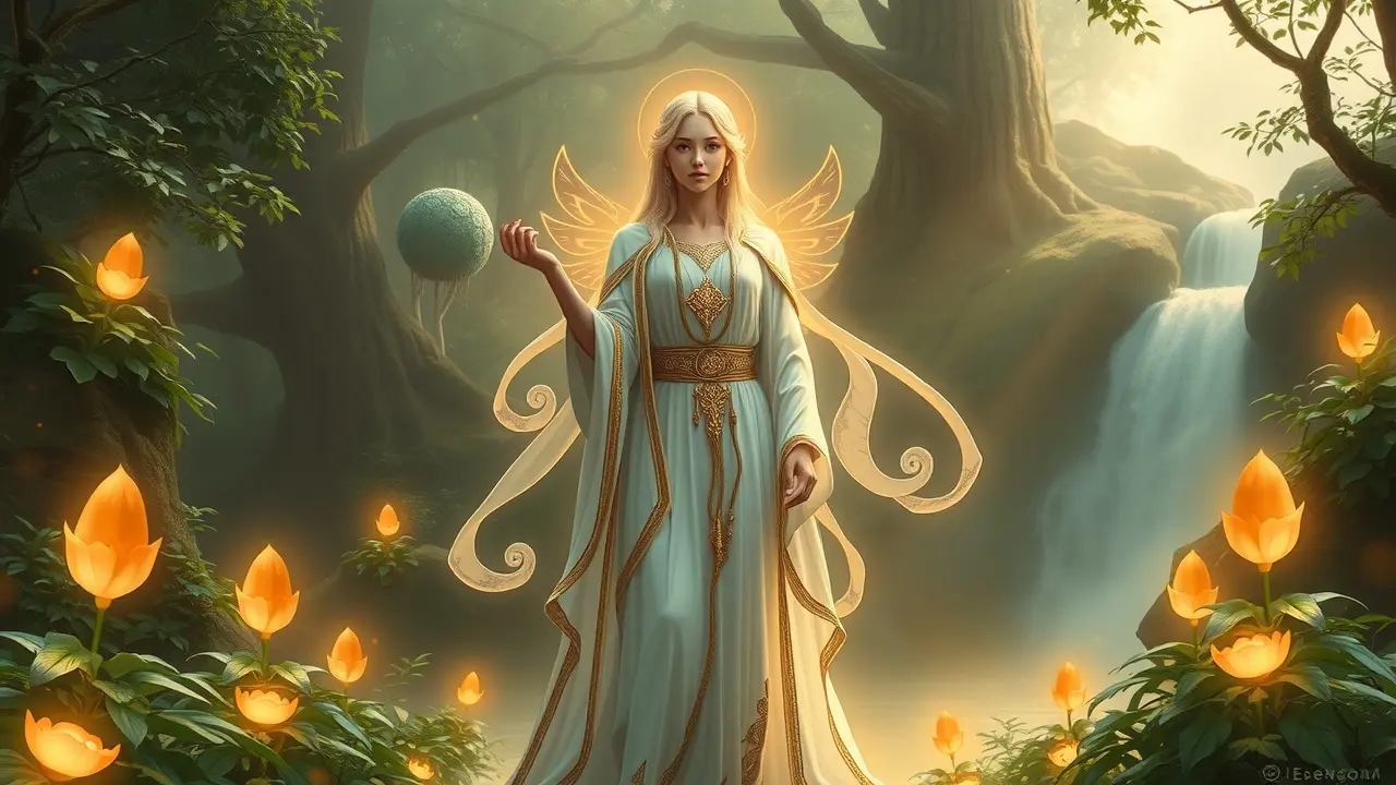 Sonhar com Deusa: Desvende os Mistérios e Significados Deusa em uma floresta serena