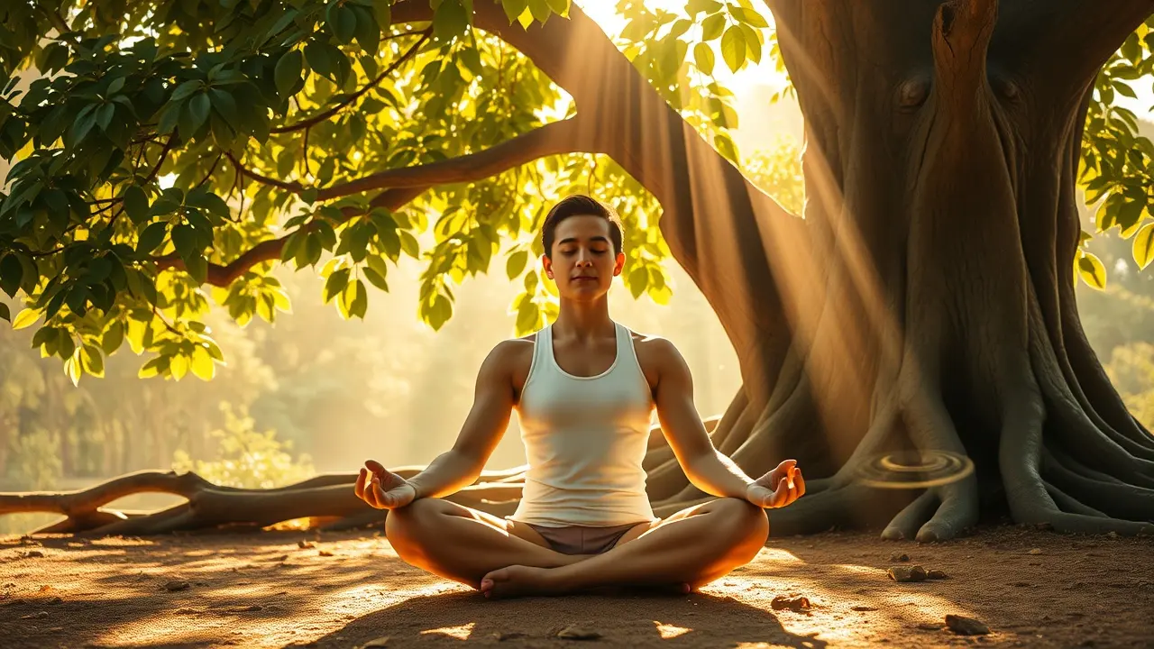 O Significado Profundo de Sonhar com Dharana: Um Guia Completo Pessoa meditando sob árvore Bodhi