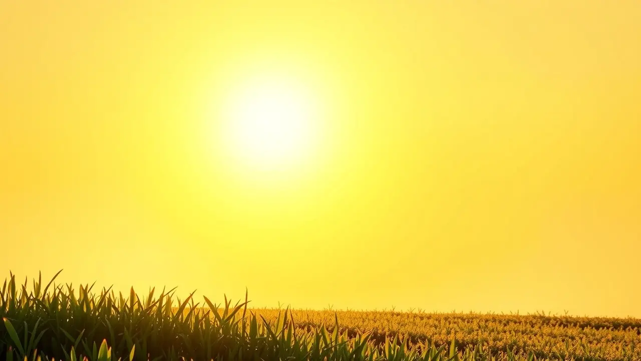 Sol nascendo em campo verde, simbolizando esperança.