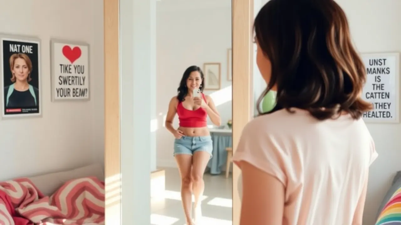 Sonhar com Dieta: Descubra os Significados Ocultos Mulher se vendo mais magra no espelho ao sonhar com dieta