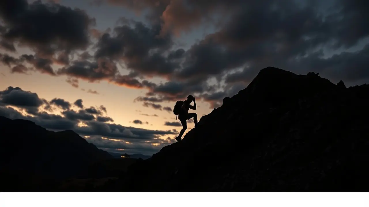 Silhueta subindo montanha - Interpretação de sonhos com dificuldade