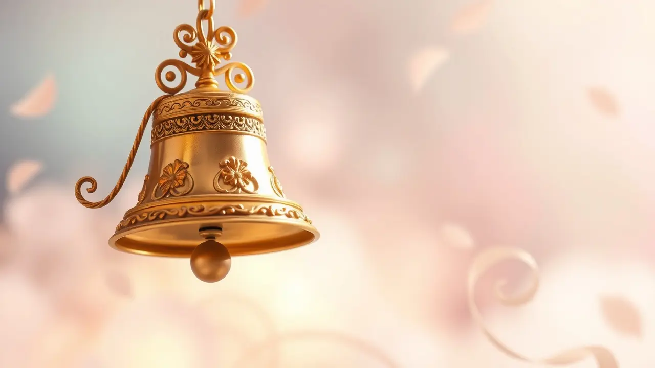 Significado de Sonhar com Ding: Decifre os Símbolos Oníricos Sino dourado tocando em sonho, representando o significado de sonhar com ding.