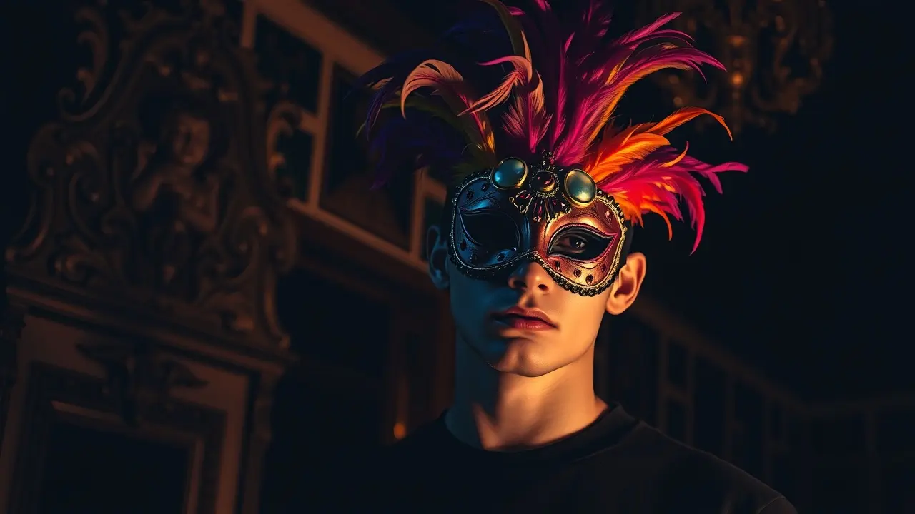 Pessoa com máscara de baile de máscaras