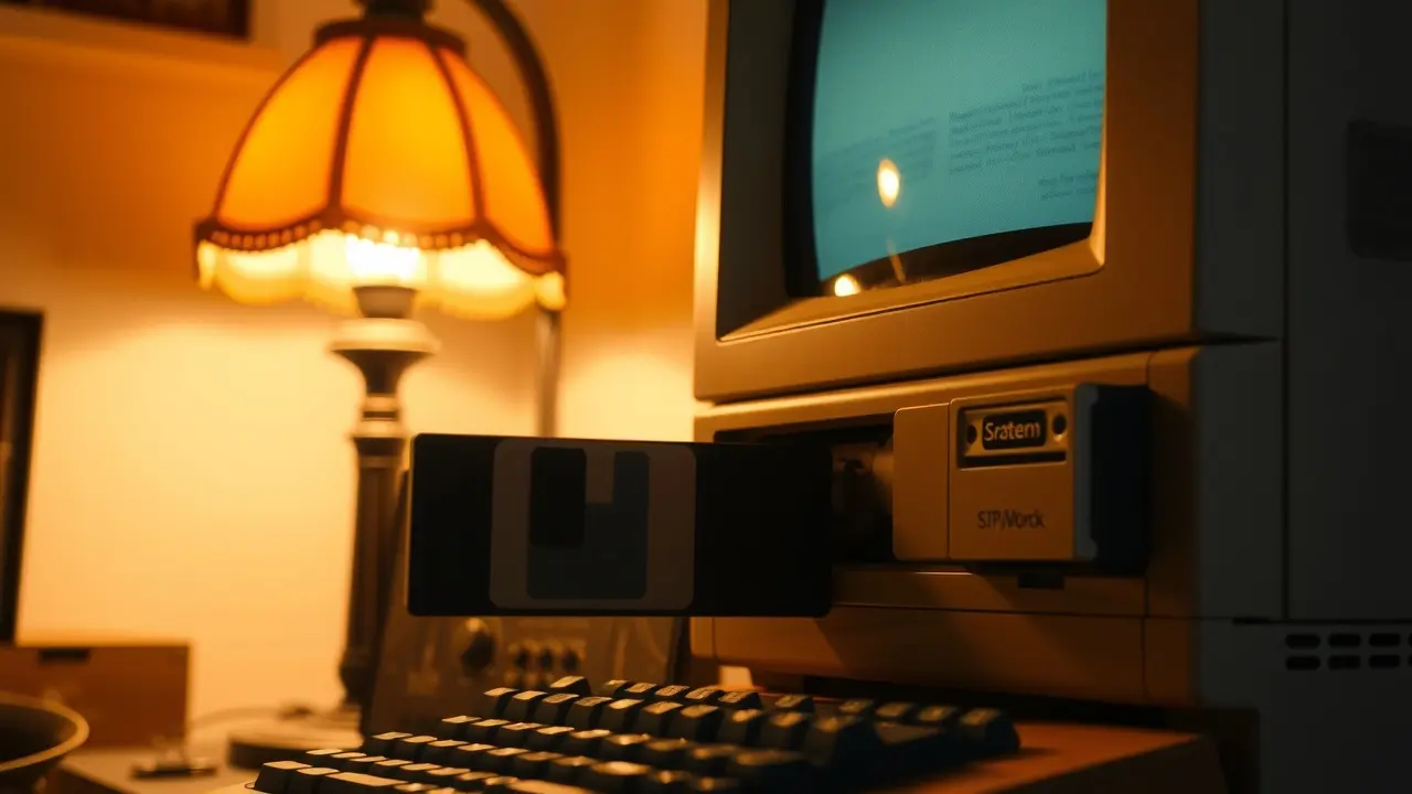 Sonhar com Disquete: Desvende os Significados e Interpretações Computador antigo com disquete inserido.