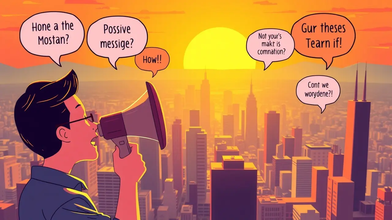 Pessoa com megafone divulgando mensagem.