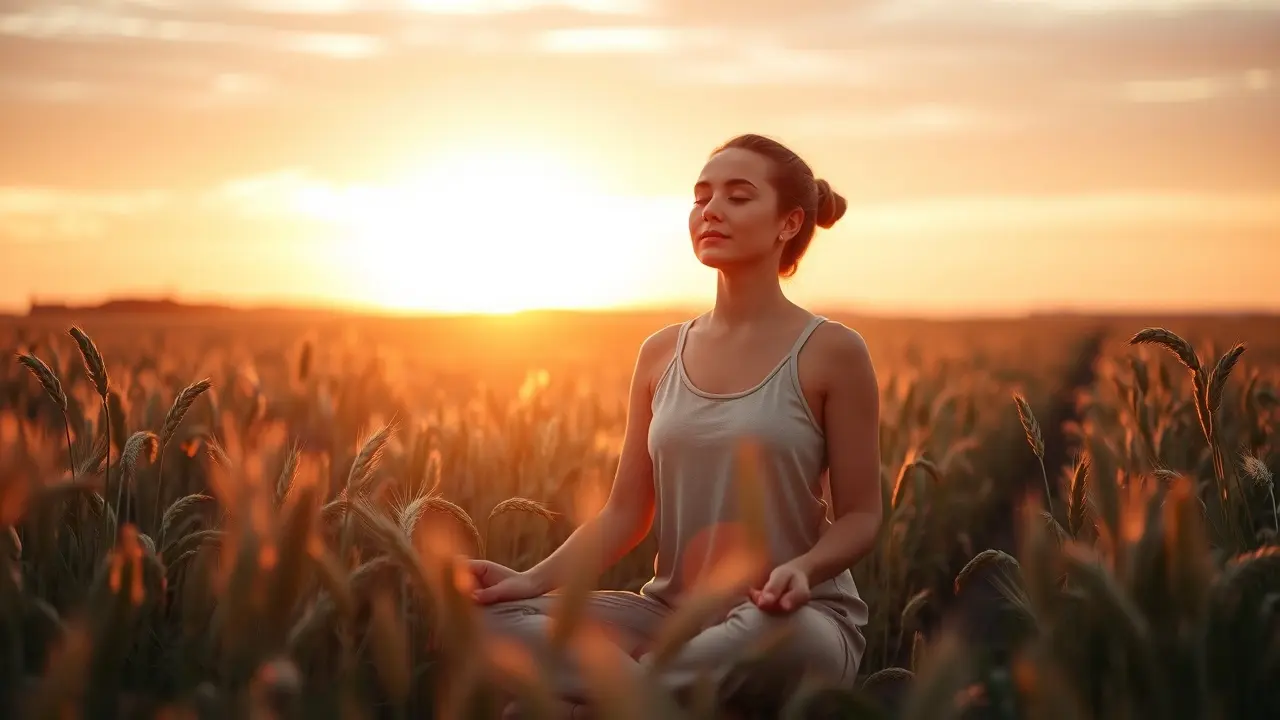Pessoa refletindo sobre dogmas em campo de trigo