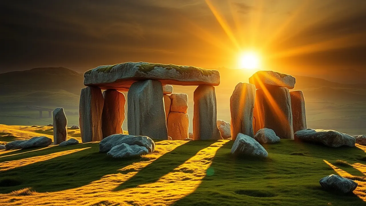 Dolmen antigo sob a luz do sol