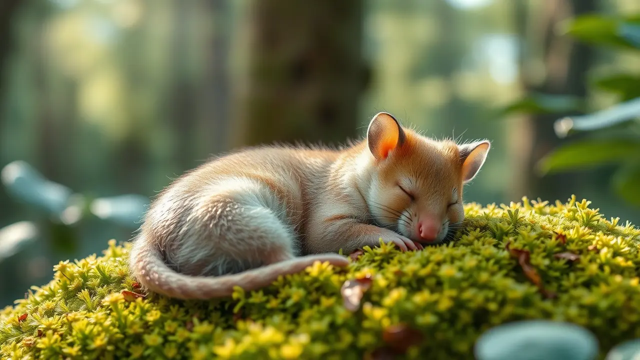 Dorminhoco dormindo em musgo.