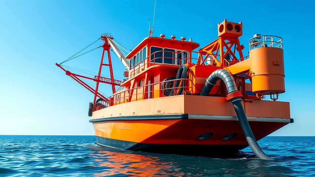 Draga removendo sedimentos.