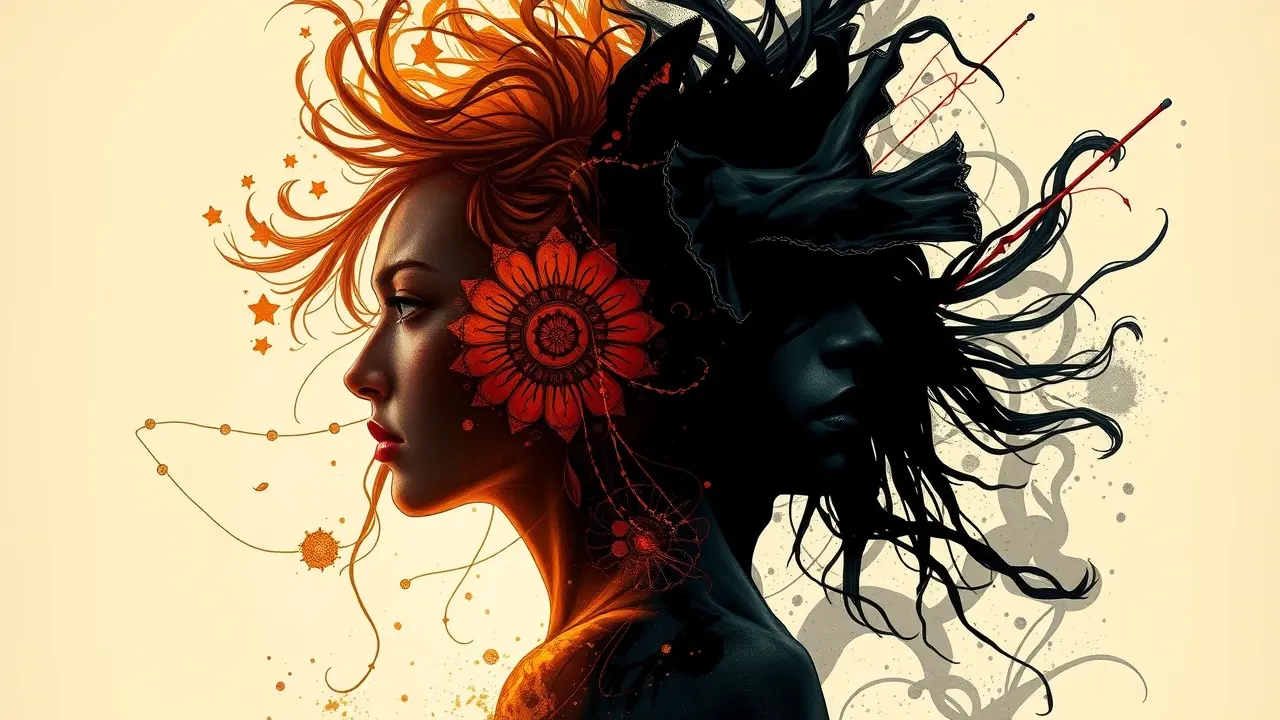 Sonhar com Dualidade: Desvende os Significados Ocultos Ilustração da dualidade: luz e sombra.