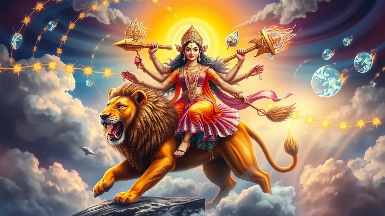 Sonhar com Durga: Desvende os Mistérios e Significados Profundos Durga goddess on lion