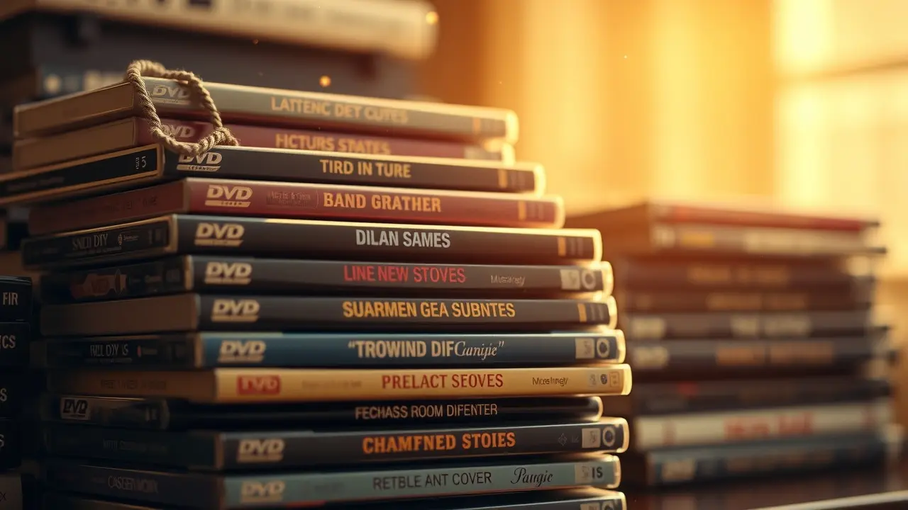 Significado de Sonhar com DVD: Desvendando as Mensagens Ocultas Pilha de DVDs antigos representando memórias.