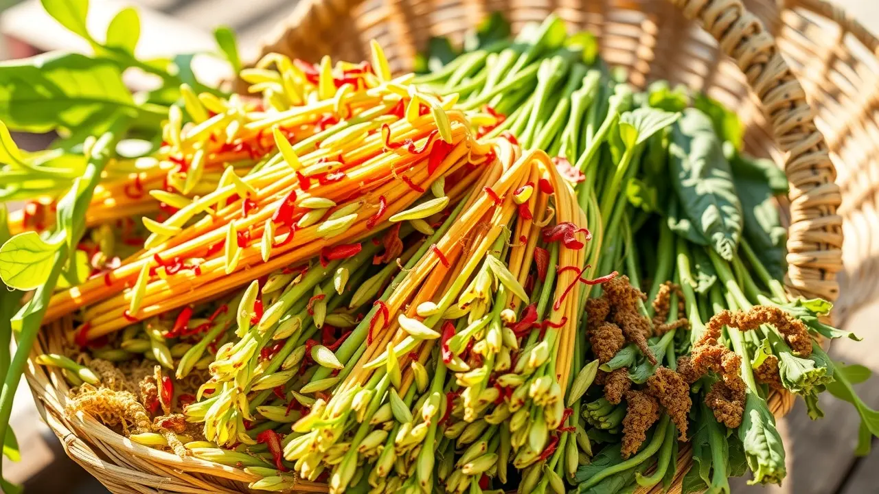 Cesto transbordando de dà xù fresco