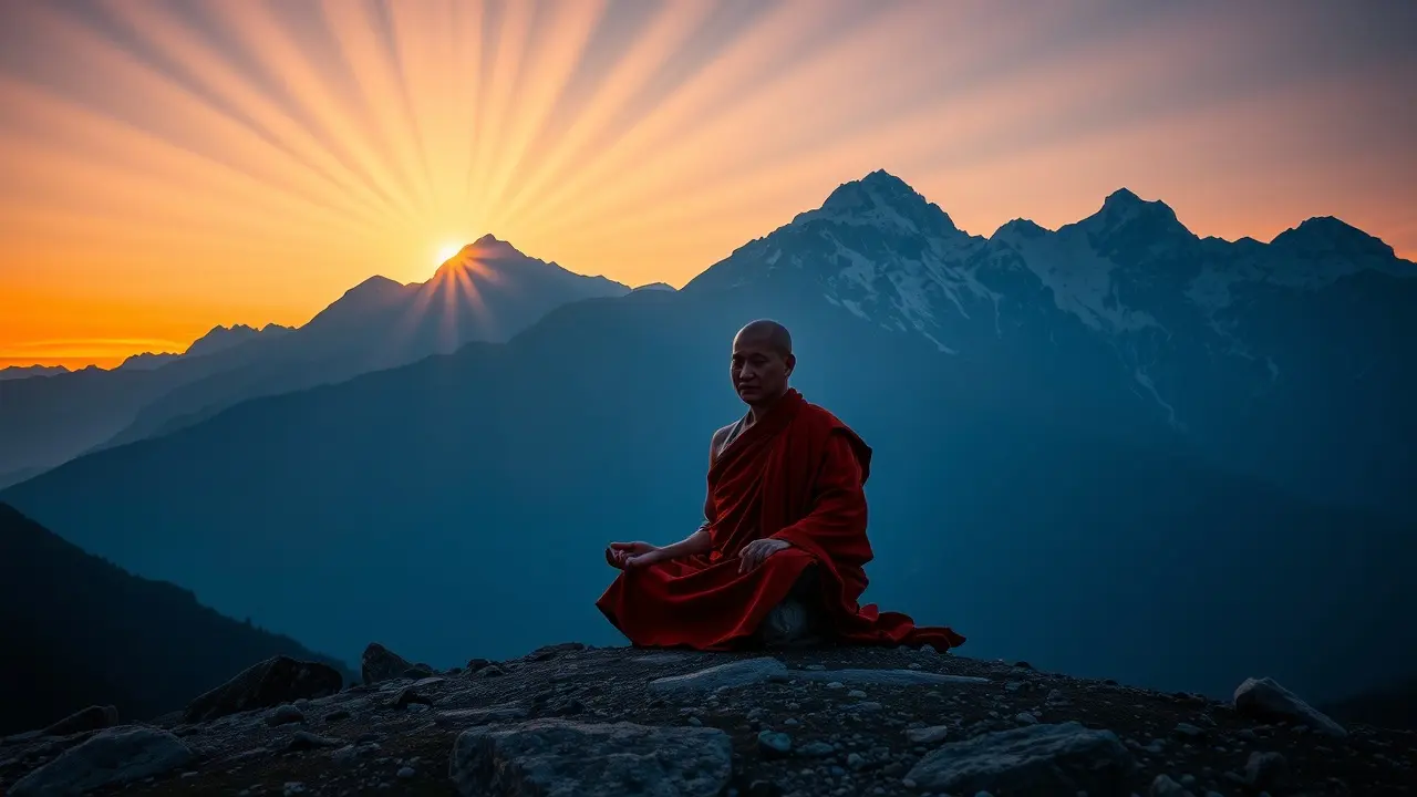 Monge meditando em Dzogchen