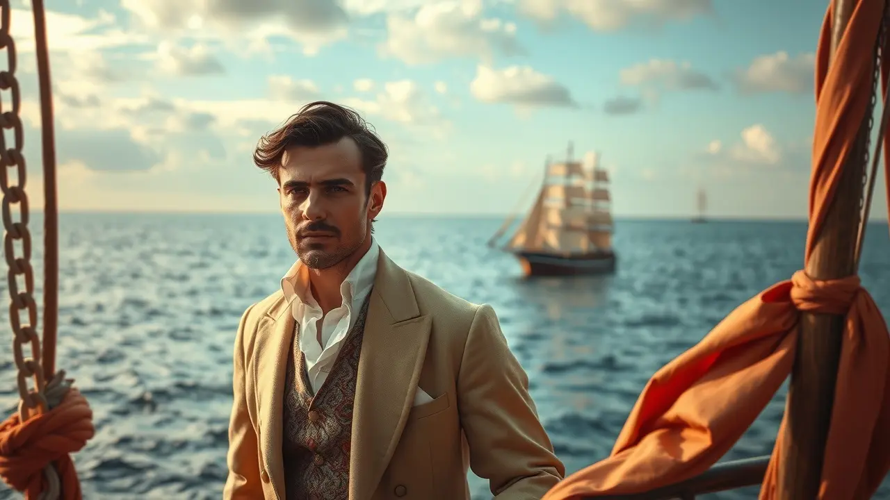 Sonhar com Edmond Dantès: Descubra o Significado Oculto Homem à beira-mar olhando para um navio