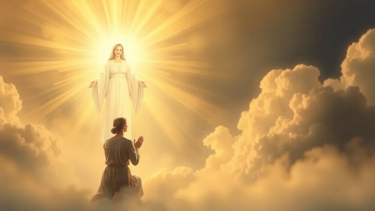 Sonhar com Ellen White: Descubra o Significado e as Mensagens Espirituais Ellen White aparecendo em sonho, figura serena.