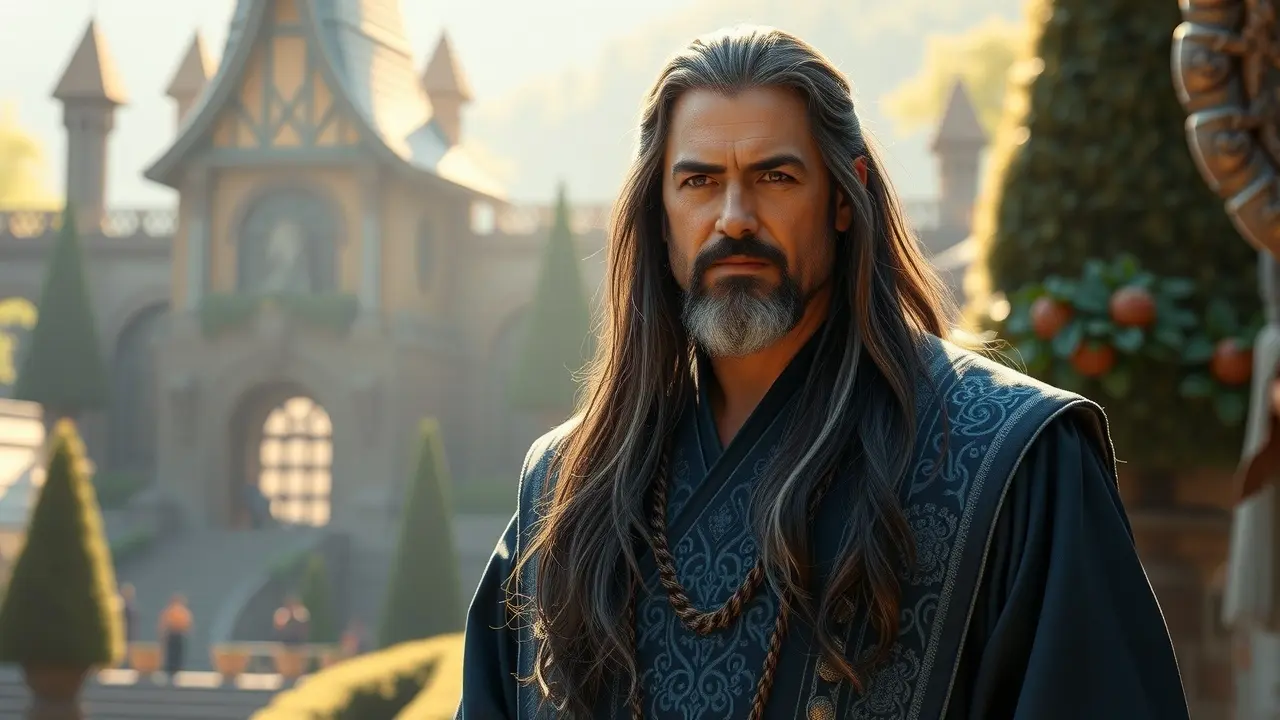 Significado de Sonhar com Elrond: Interpretações e Simbolismo Elrond em Valfenda, expressão serena.