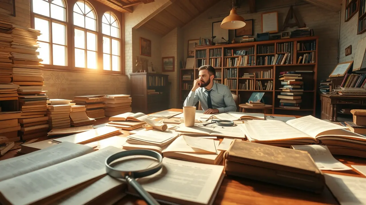 Sonhar com Elucidação: Descubra os Significados Ocultos Pessoa buscando elucidação em meio a documentos