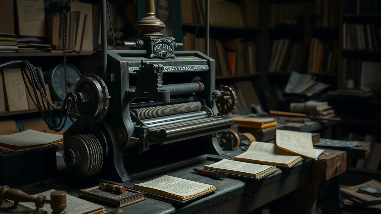 Antiga encadernadora em oficina