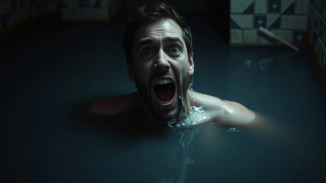 O Significado Profundo de Sonhar com Encharcado: Uma Análise Detalhada Pessoa encharcada com expressão mista de medo e surpresa.