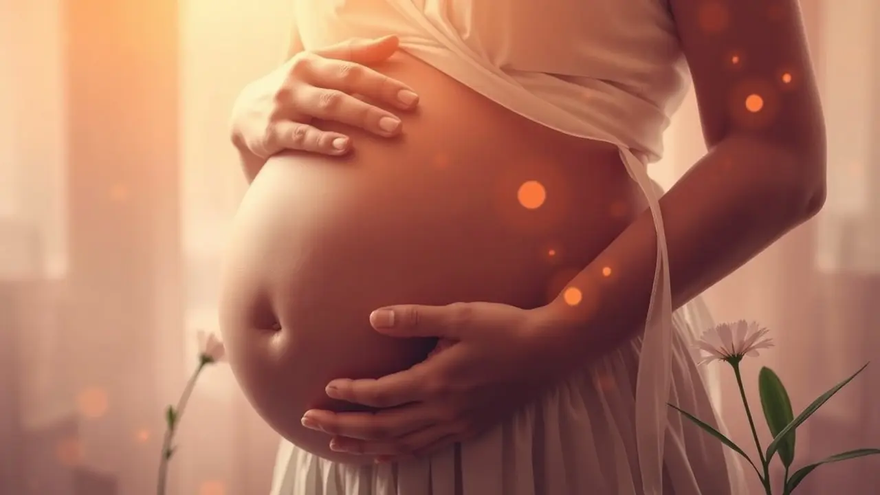 Sonhar com Engravidar: Descubra os Significados e Interpretações Mulher grávida sorrindo com mãos na barriga.
