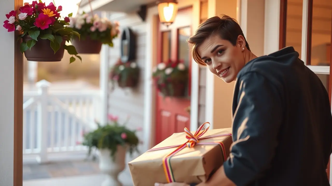 Significado de Sonhar com Entrega-em-Casa: Descubra as Mensagens! Pessoa recebendo entrega em casa