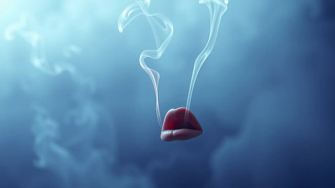 Sonho com enunciação: boca falando com fumaça colorida.