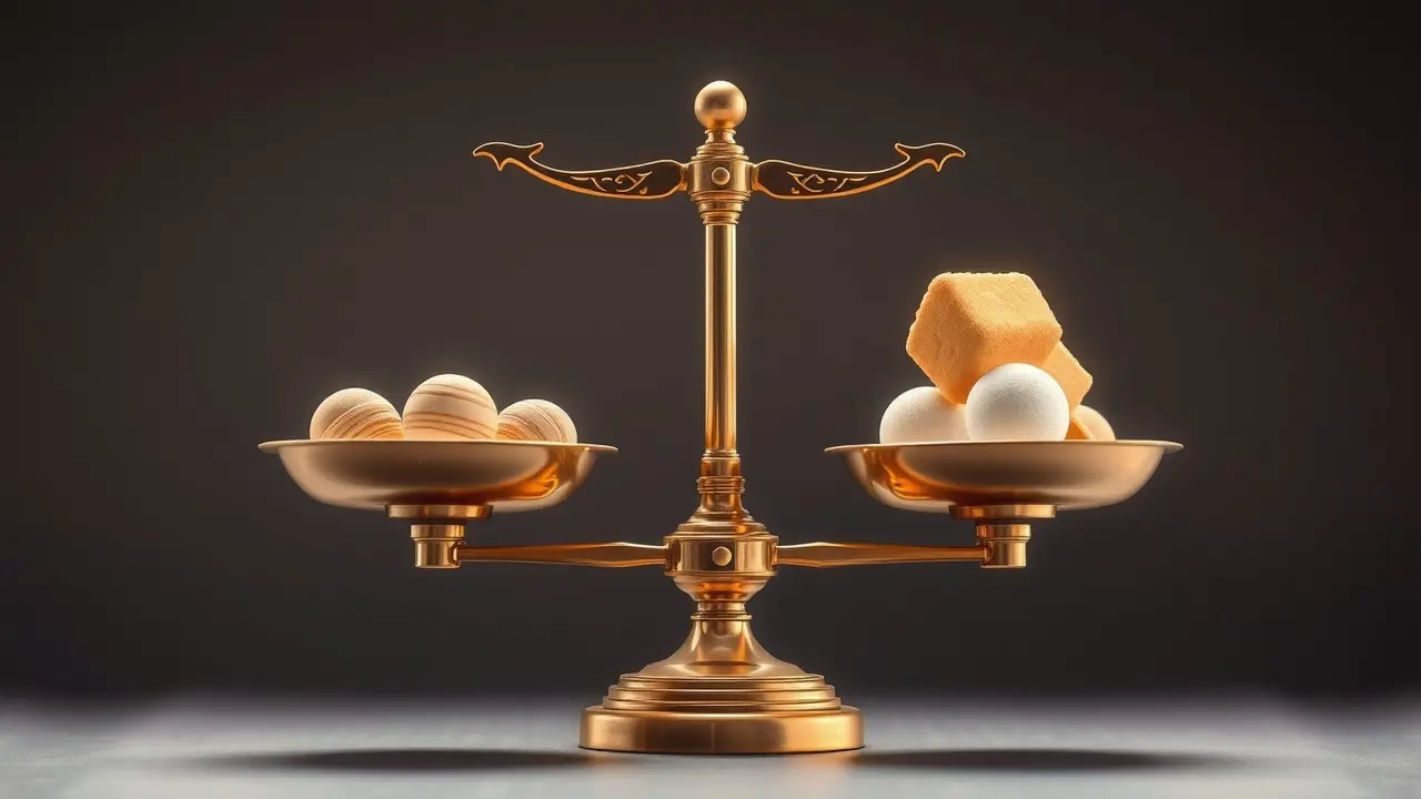 Sonhar com Equivalência: Descubra o Significado Oculto! Balança dourada equilibrada simbolizando equivalência.