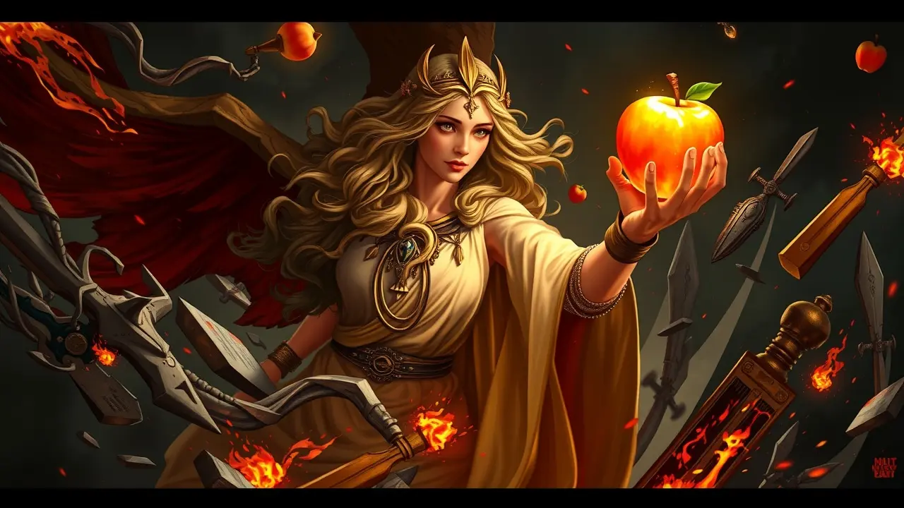 Ilustração da Deusa Éris, simbolizando a discórdia e o caos.