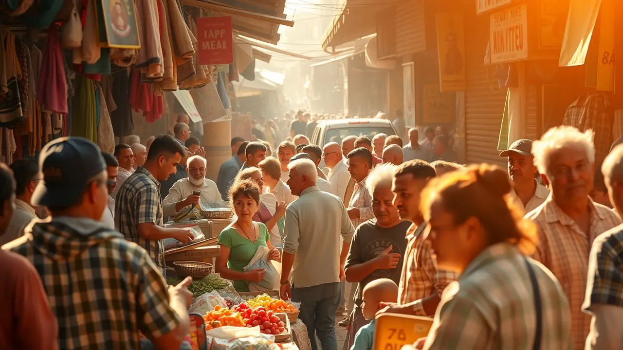 Mercado de escambo movimentado