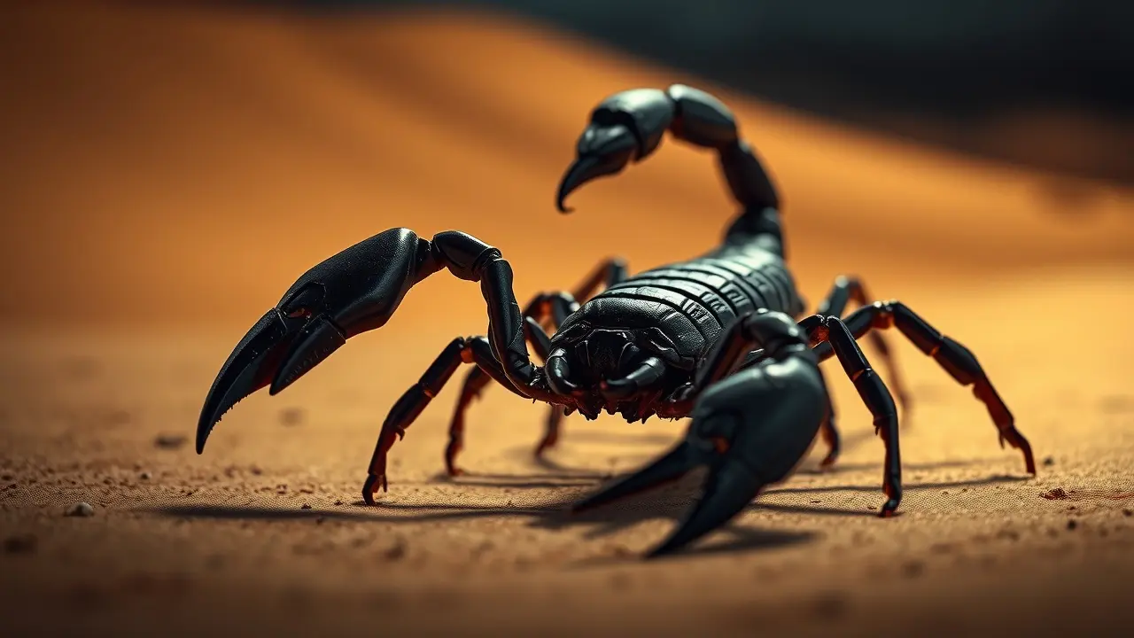 Sonhar com Escorpião: Descubra os Significados e Interpretações! Escorpião preto ameaçador com ferrão erguido