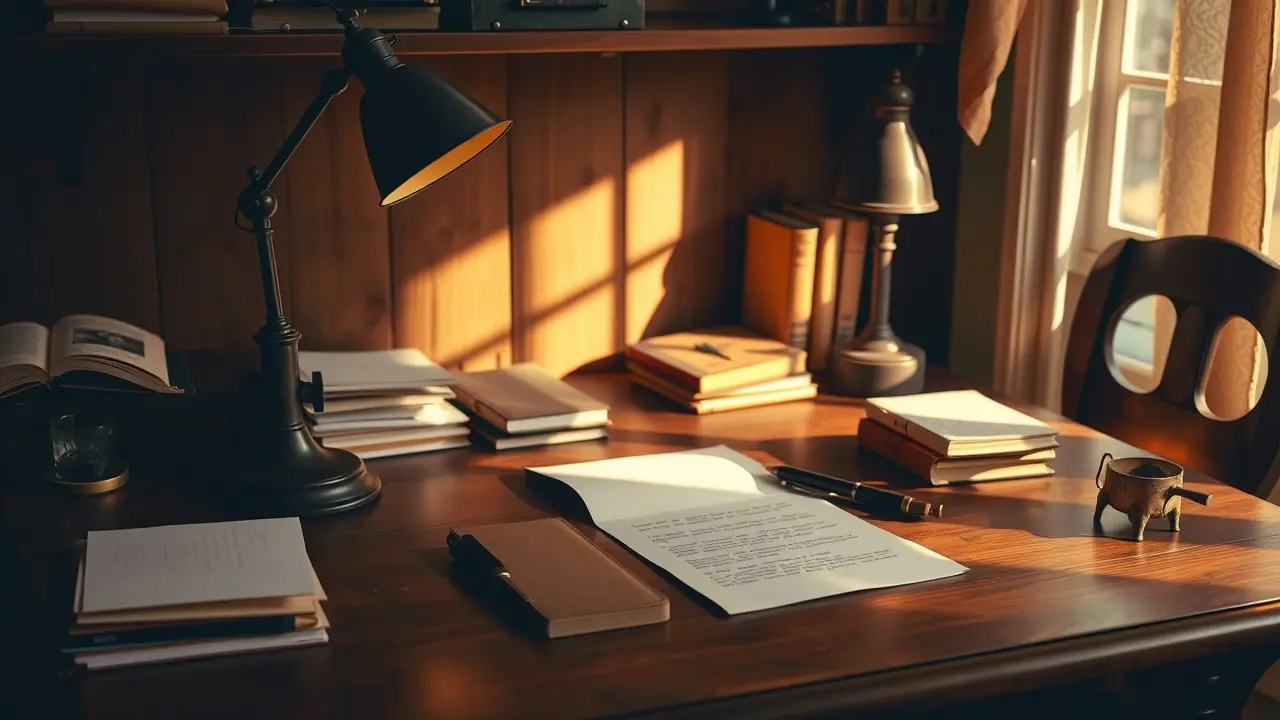 Sonhar com Escrivaninha: Desvende os Significados e Simbolismos! Escrivaninha organizada com itens de papelaria