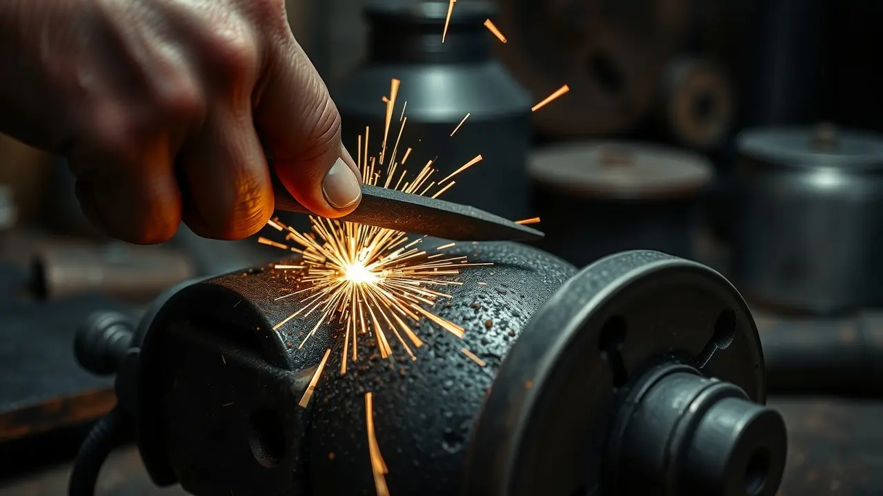 Significado de Sonhar com Esmeril: Descubra as Mensagens Ocultas Mão afiando ferramenta em esmeril