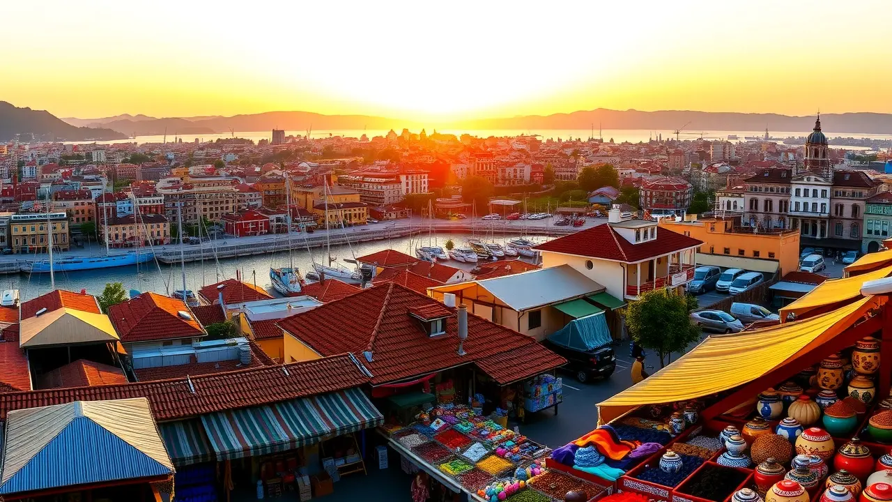Sonhar com Esmirna: Desvende os Mistérios e Significados Ocultos Vista panorâmica de Esmirna ao pôr do sol.