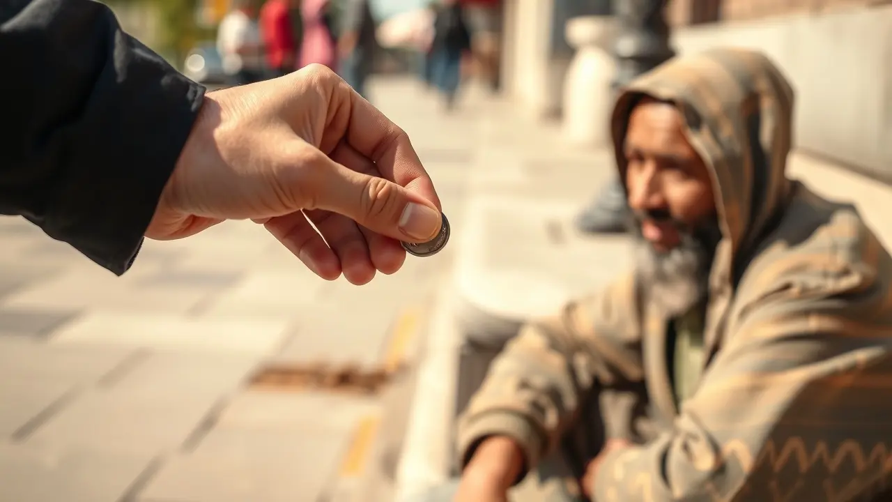 Sonhar com Esmola: Descubra o Significado Oculto e as Mensagens do Subconsciente Mão dando moeda para mendigo