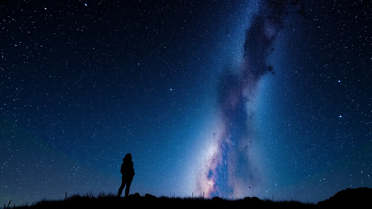 Sonhar com Espaço Sideral: Descubra os Significados Ocultos Pessoa admirando o céu estrelado em sonho com o espaço.