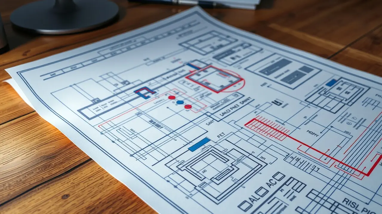 Significado de Sonhar com Especificação: Detalhes e Interpretações Planta detalhada com anotações coloridas.