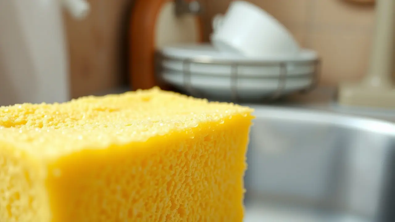 Significado de Sonhar com Esponja: Descubra as Interpretações! Esponja de cozinha amarela usada.