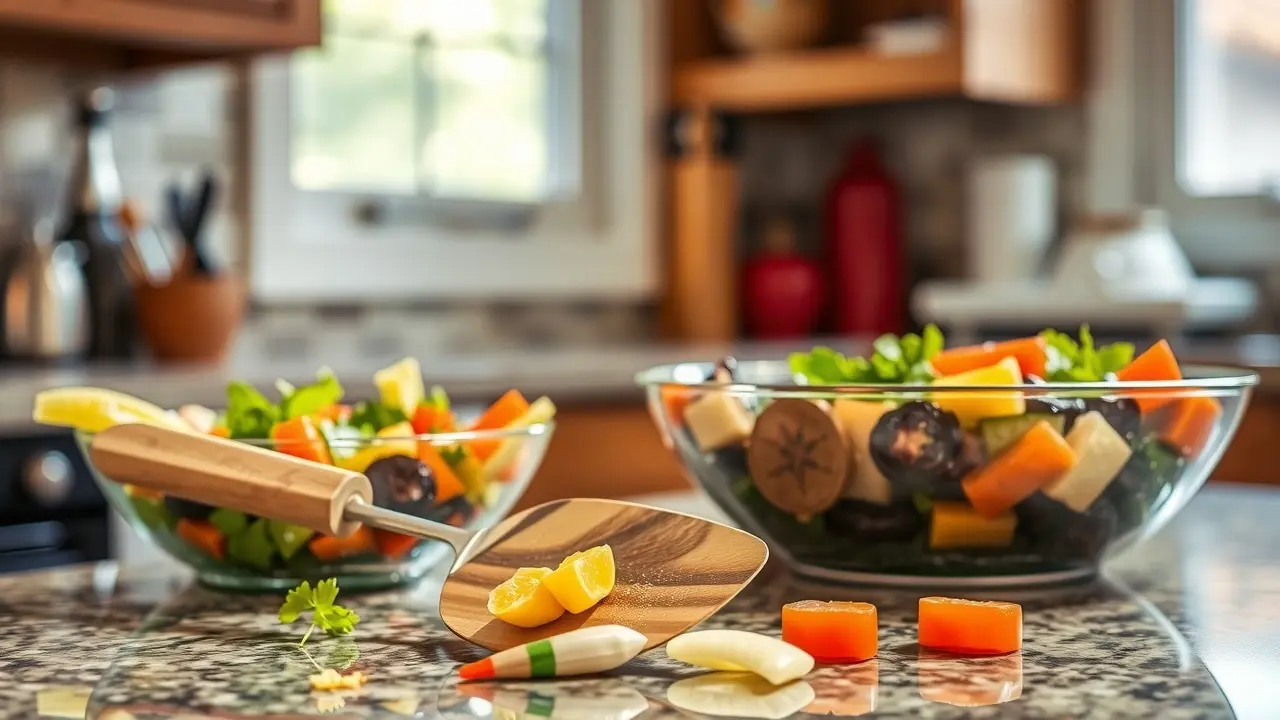 Espátula em cozinha iluminada