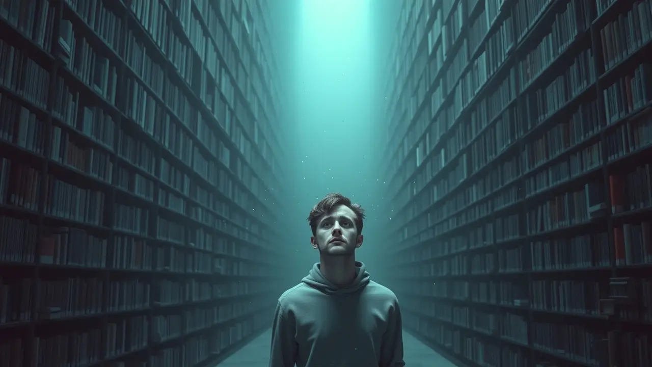 Sonhar com Esquecimento: Descubra o Significado e as Interpretações Pessoa confusa em biblioteca vazia, representando esquecimento.