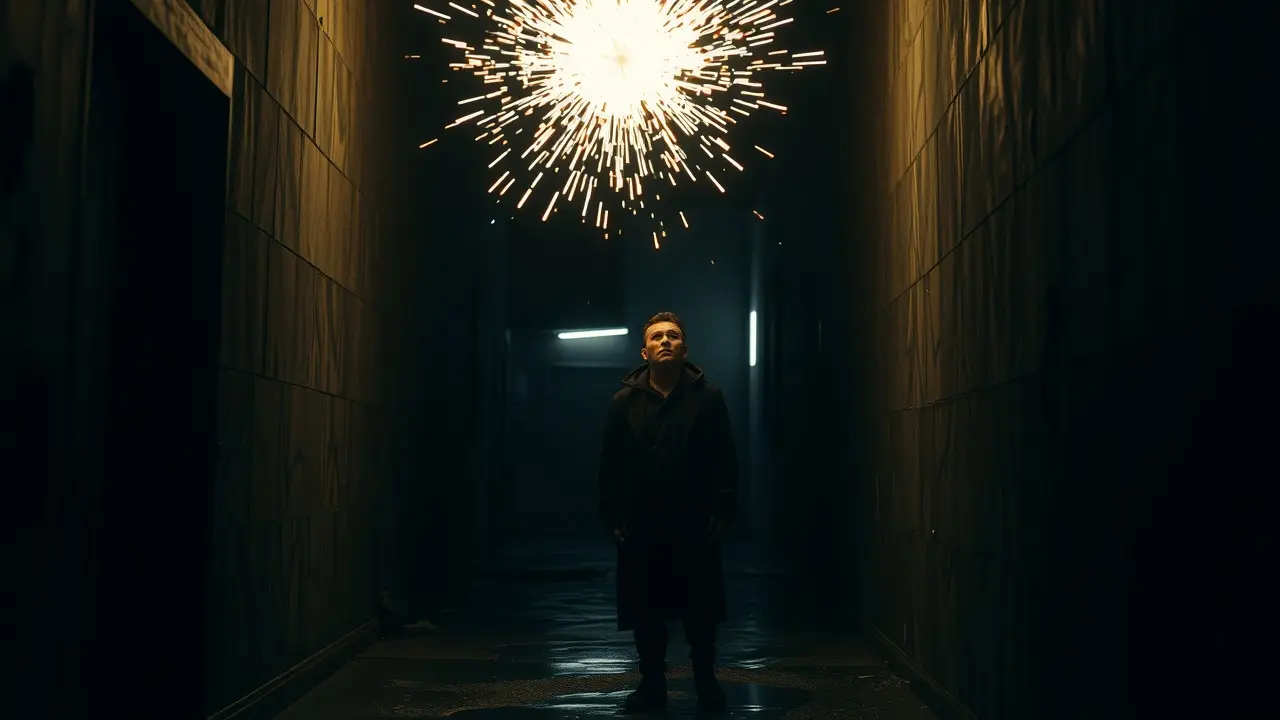Sonhar com Estampido: Descubra o Significado e as Interpretações Homem surpreso com explosão em beco escuro