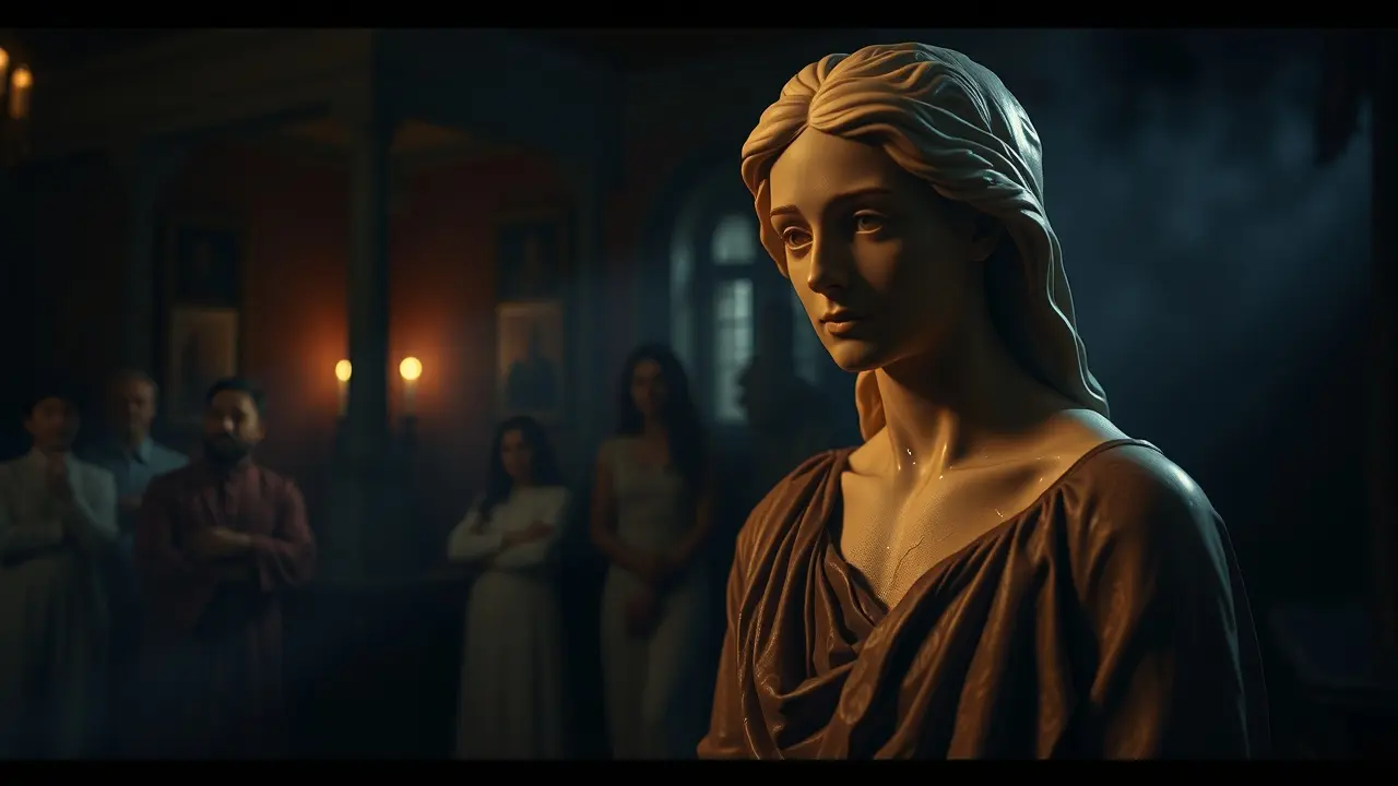 Estátua de cera derretendo em sonho.