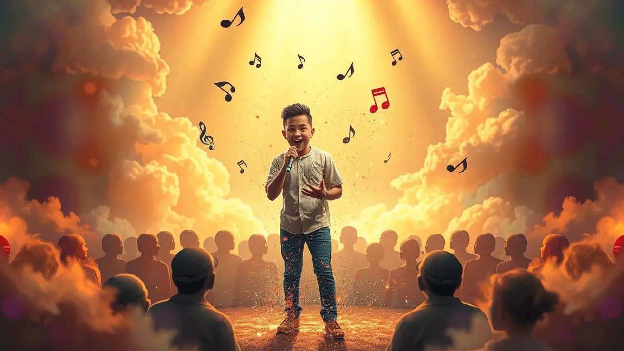 Sonho com Evandro Mesquita: palco onírico iluminado.