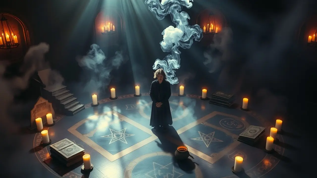 Sonhar com Evocação: Desvende os Significados e Simbolismos Pessoa realizando ritual místico sob luz suave