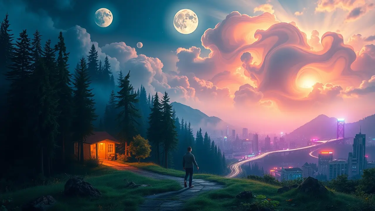 Pessoa em encruzilhada onírica