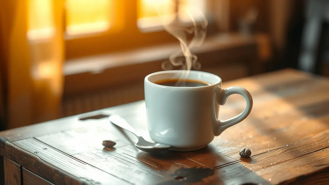 Xícara de expresso fumegante