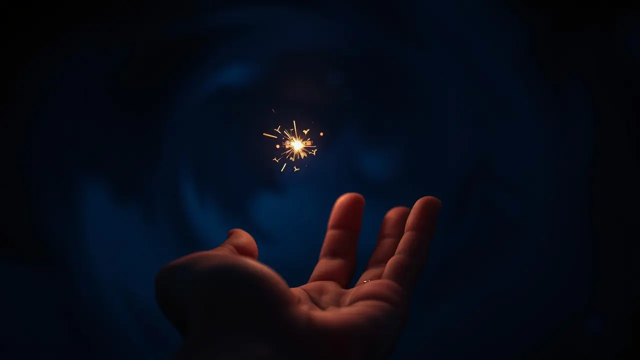 Sonhar com Fagulha: Descubra o Significado e as Interpretações Mão tentando alcançar uma faísca brilhante no ar